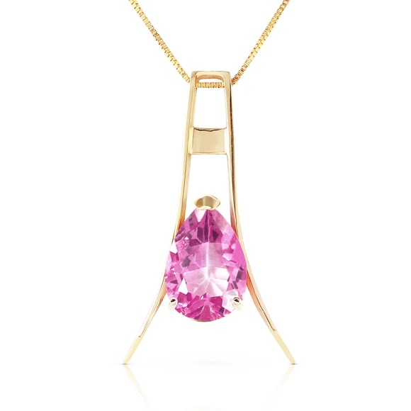 Galaxy Gold Products Jewelry - 14K. SOLID GOLD NECKLACE WITH NATURAL PINK TOPAZ